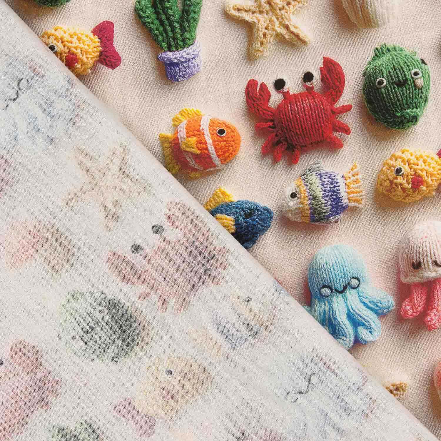Cretona Coton Fond marin Kawaii - Ribes y Casals