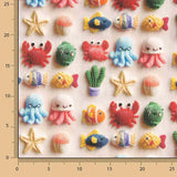 Cretona Coton Fond marin Kawaii - Ribes y Casals
