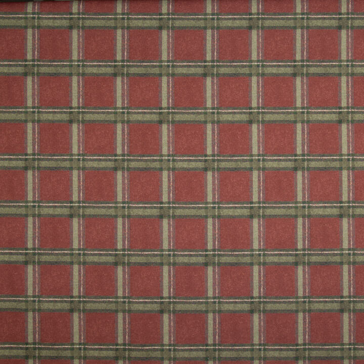 Toile de coton effet tissu de lin à carreaux Highlands grenat - Ribes y Casals