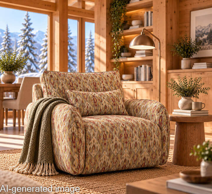 Toile de coton effet lin Ikat oriental taupe - Ribes y Casals