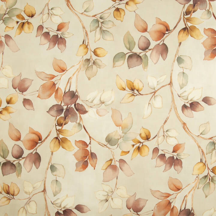 Toile de coton effet tissu de lin « Feuilles d'automne » beige - Ribes y Casals
