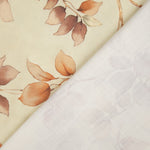 Toile de coton effet tissu de lin « Feuilles d'automne » beige - Ribes y Casals