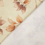 Toile de coton effet tissu de lin « Feuilles d'automne » beige - Ribes y Casals