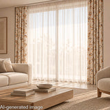 Toile de coton effet tissu de lin « Feuilles d'automne » beige - Ribes y Casals