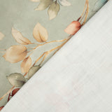 Toile de coton effet tissu de lin « Feuilles d'automne » vert sauge - Ribes y Casals