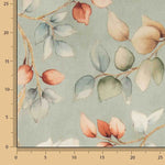 Toile de coton effet tissu de lin « Feuilles d'automne » vert sauge - Ribes y Casals