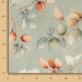 Toile de coton effet tissu de lin « Feuilles d'automne » vert sauge - Ribes y Casals