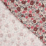 Sergé en viscose à motif floral rose et bordeaux - Ribes y Casals