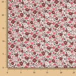 Sergé en viscose à motif floral rose et bordeaux - Ribes y Casals
