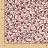 Sergé en viscose à motif floral rose et bordeaux - Ribes y Casals