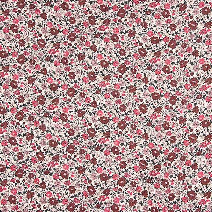Sergé en viscose à motif floral rose et bordeaux - Ribes y Casals