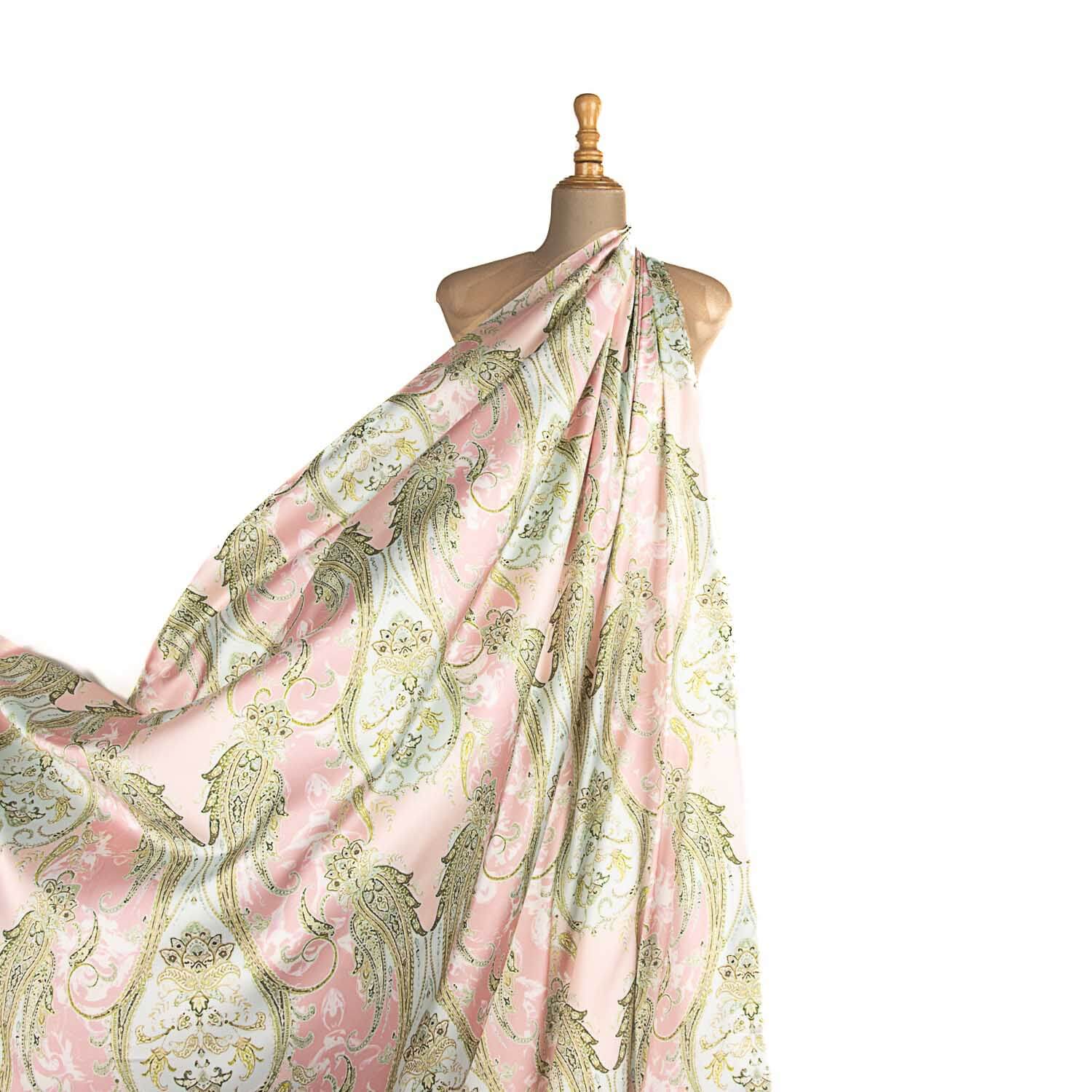 Satin imprimé cachemire rose - Ribes y Casals