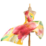 Satin imprimé floral jaune - Ribes y Casals