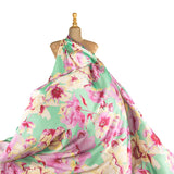 Chutes de satin à imprimé floral vert d'eau - Différentes dimensions x largeur de 140 cm - Ribes y Casals