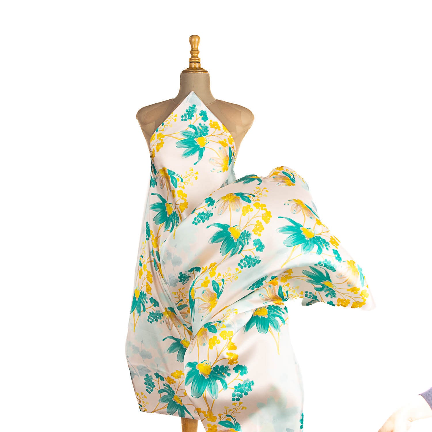 Satin imprimé Lune verte Eau - Ribes y Casals