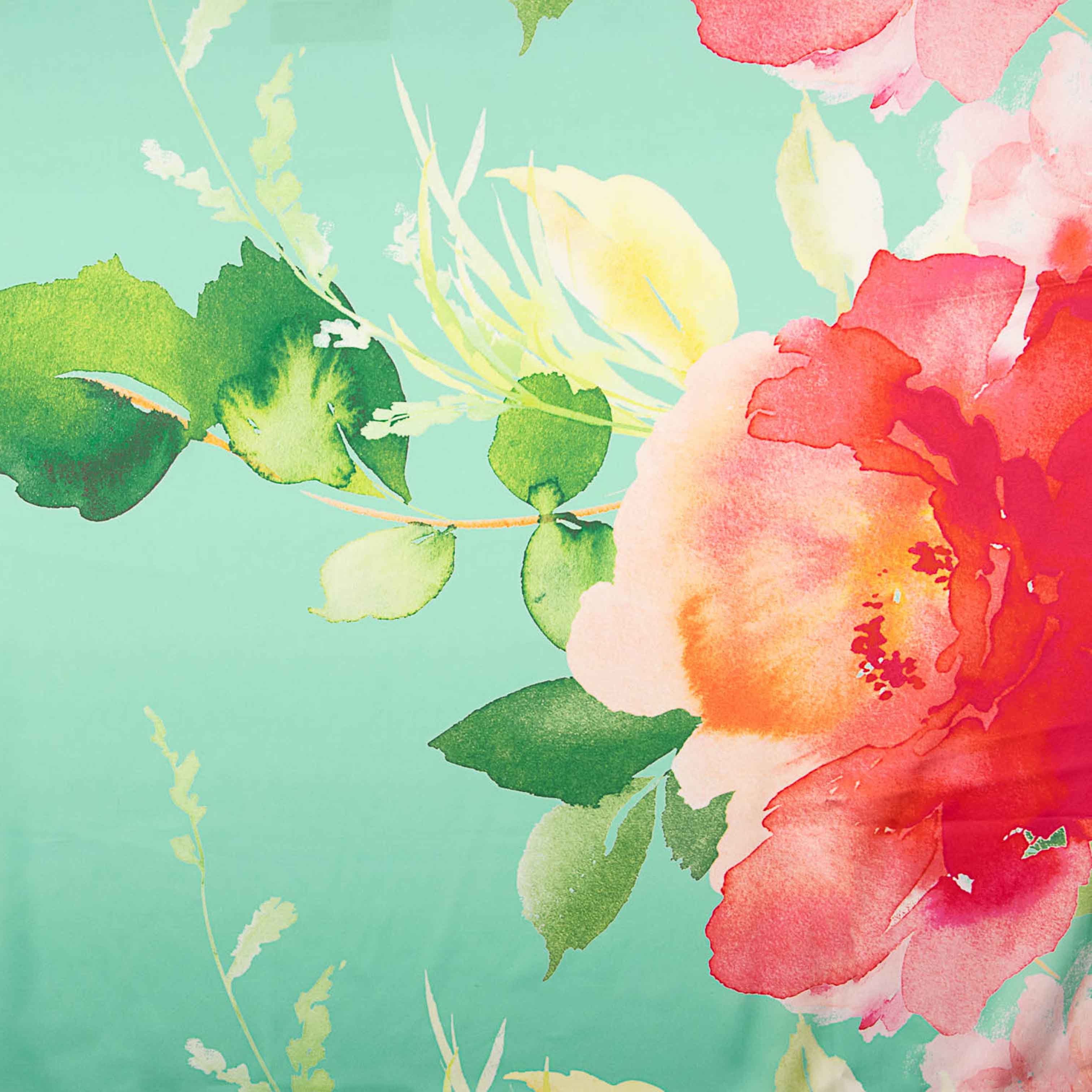 Satin imprimé Maxi Fleur Vert - Ribes y Casals