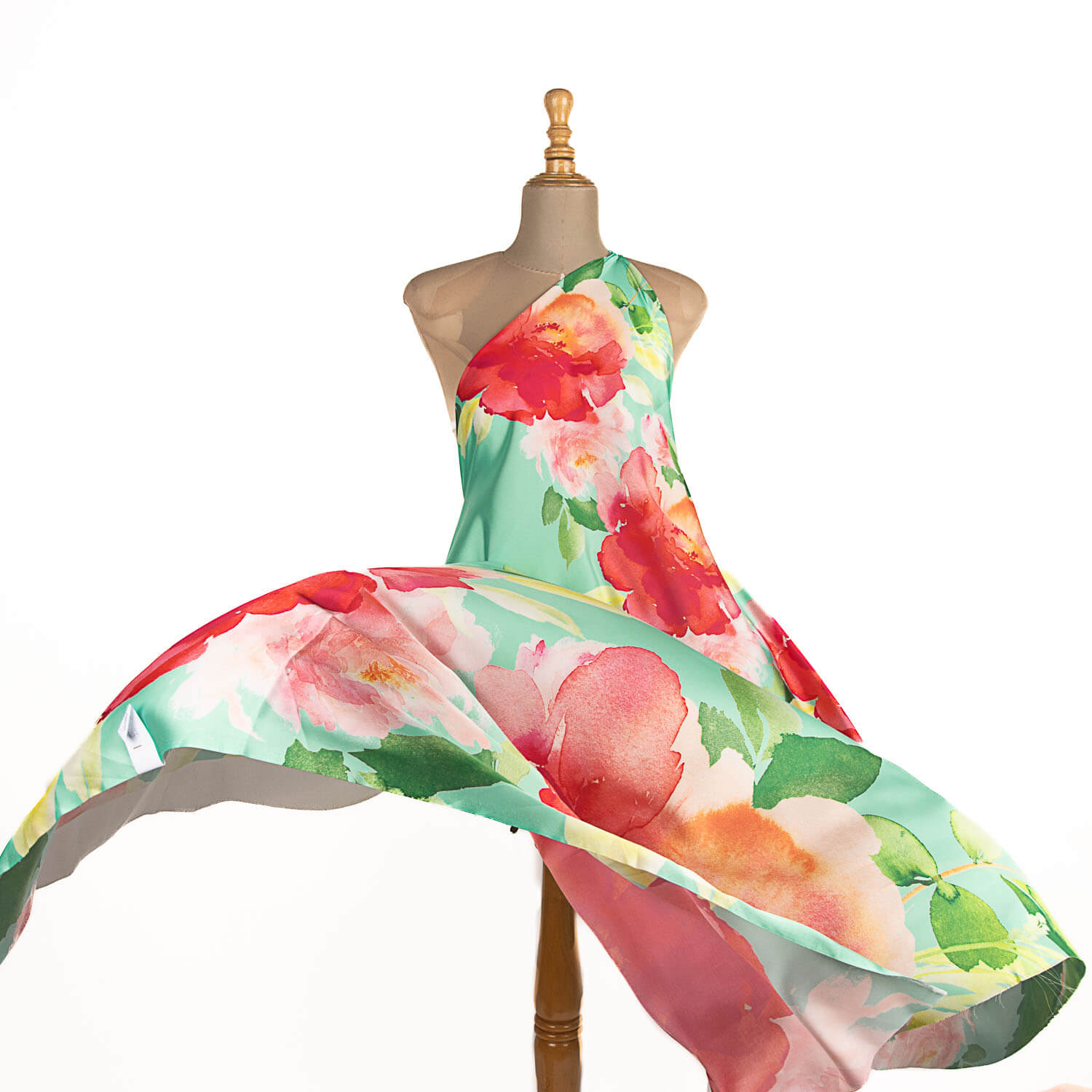 Satin imprimé Maxi Fleur Vert - Ribes y Casals