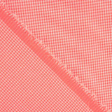 Popeline Seersucker à petits carreaux corail fluo - Ribes y Casals