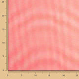 Popeline Seersucker à petits carreaux corail fluo - Ribes y Casals