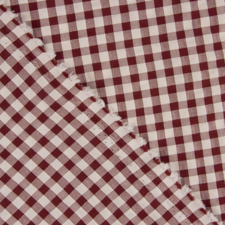 Seersucker à carreaux Vichy grenat - Ribes y Casals