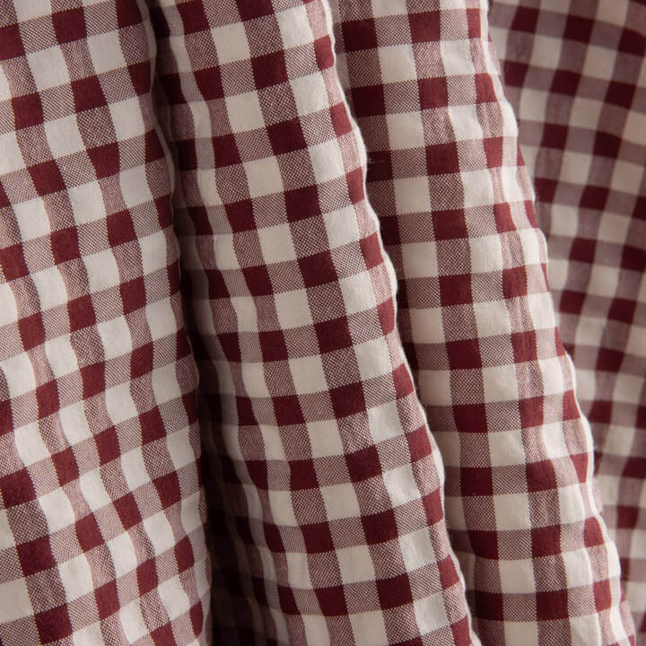 Seersucker à carreaux Vichy grenat - Ribes y Casals