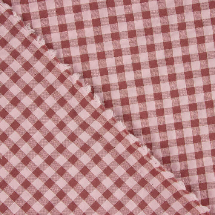 Seersucker à carreaux Vichy rose poudré - Ribes y Casals