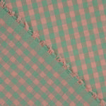 Popeline Seersucker à carreaux verts et saumon - Ribes y Casals