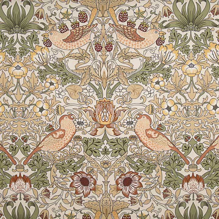 Toile de coton effet tissu de lin « Jardin d'oiseaux » beige - Ribes y Casals