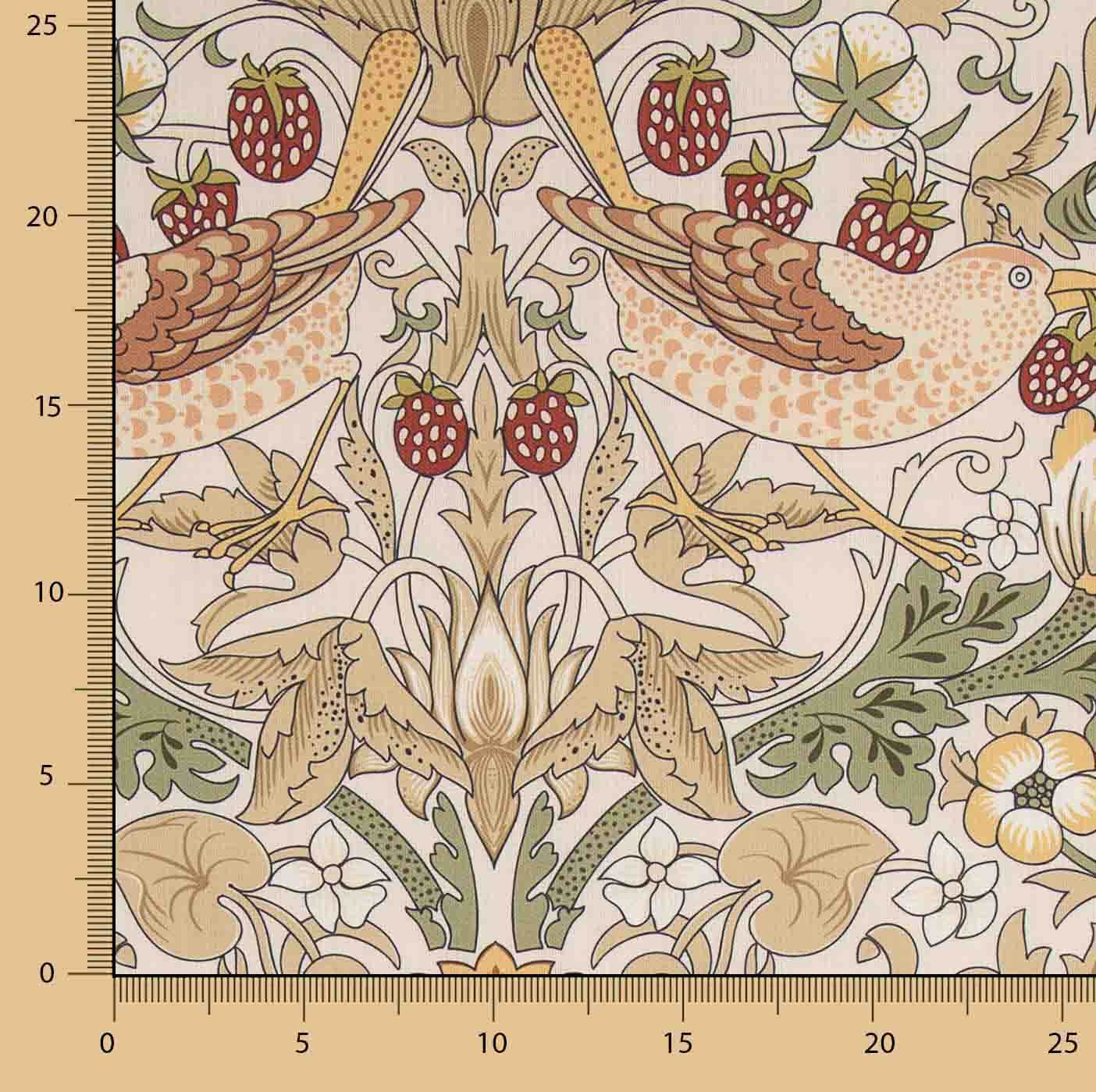 Toile de coton effet tissu de lin « Jardin d'oiseaux » beige - Ribes y Casals