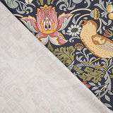 Toile de coton effet tissu de lin « Jardin d'oiseaux » bleu marine - Ribes y Casals