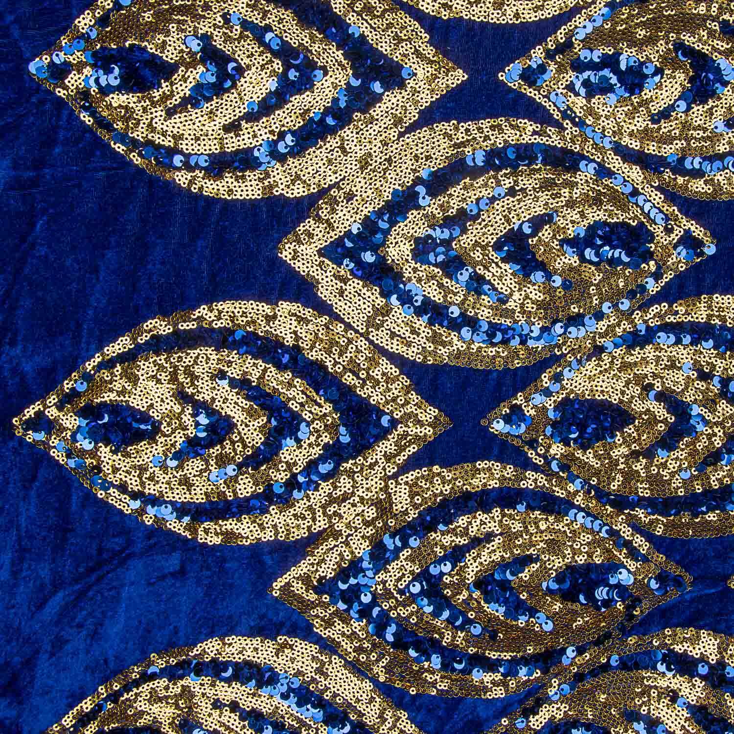 Velours bleu à paillettes dorées - Ribes y Casals