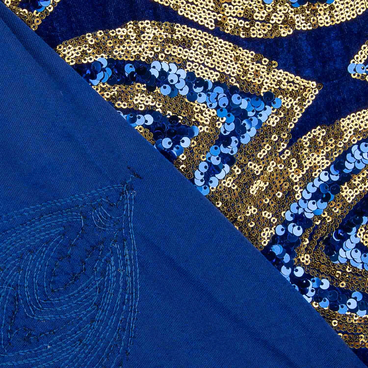 Velours bleu à paillettes dorées - Ribes y Casals