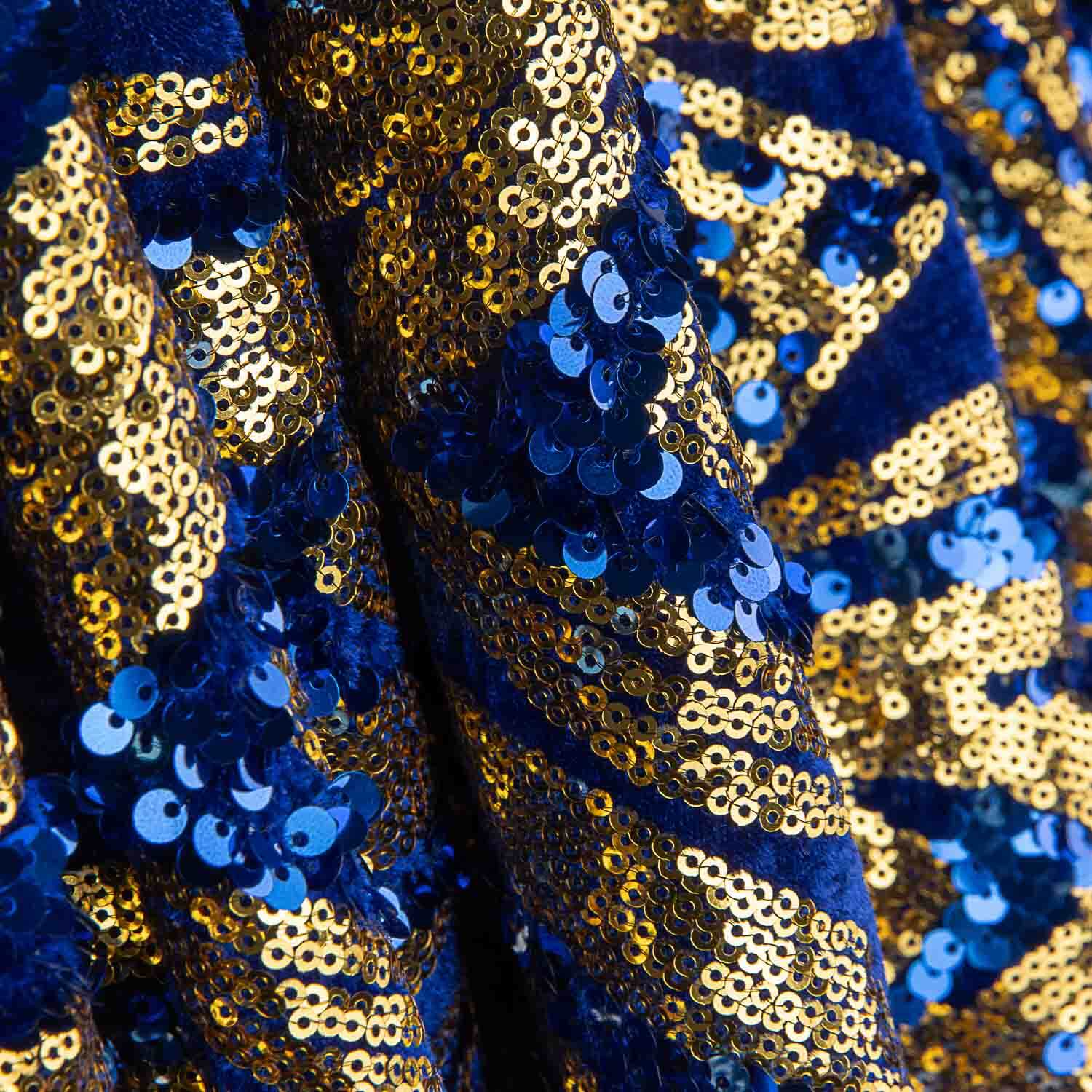Velours bleu à paillettes dorées - Ribes y Casals