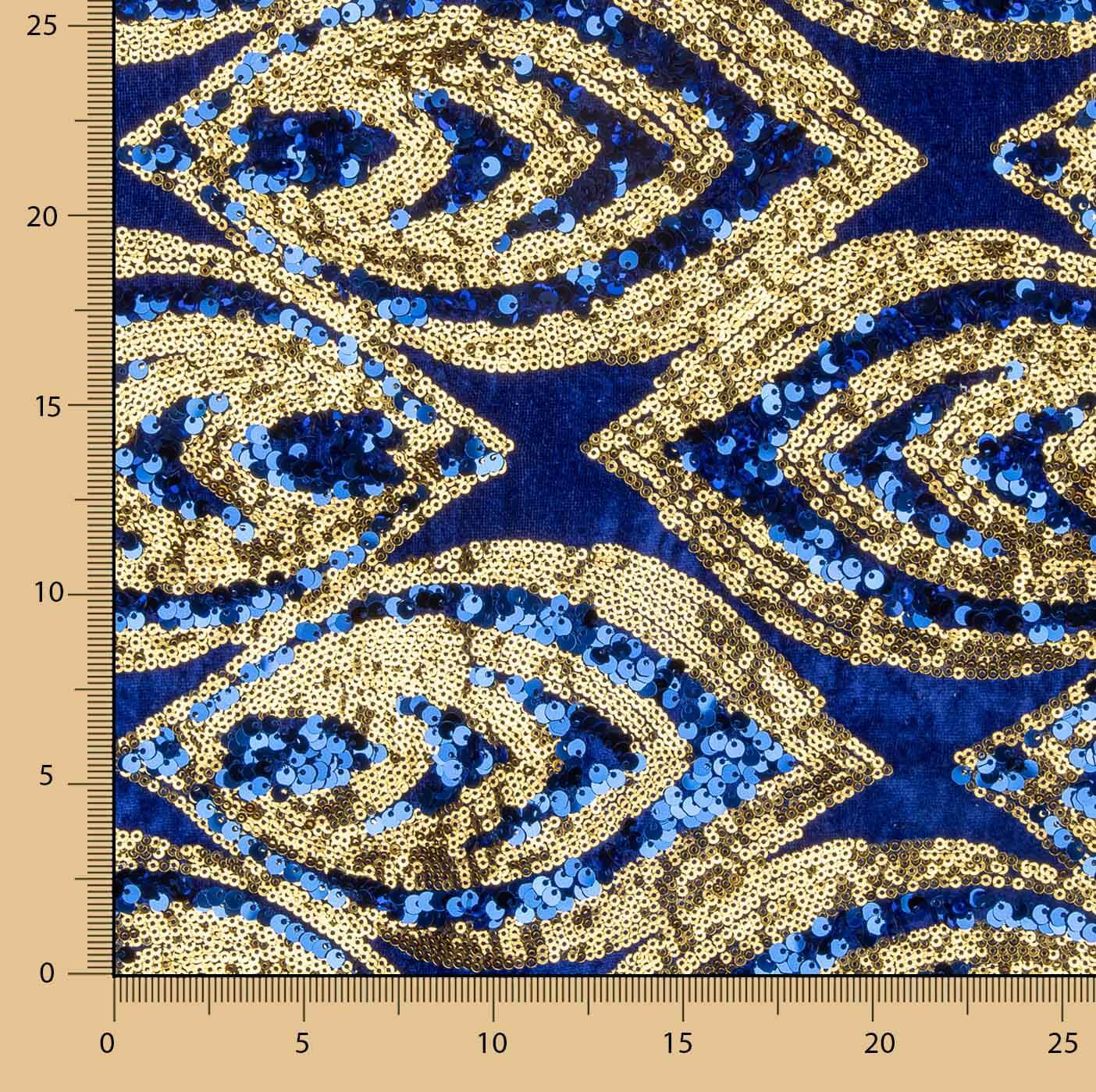 Velours bleu à paillettes dorées - Ribes y Casals