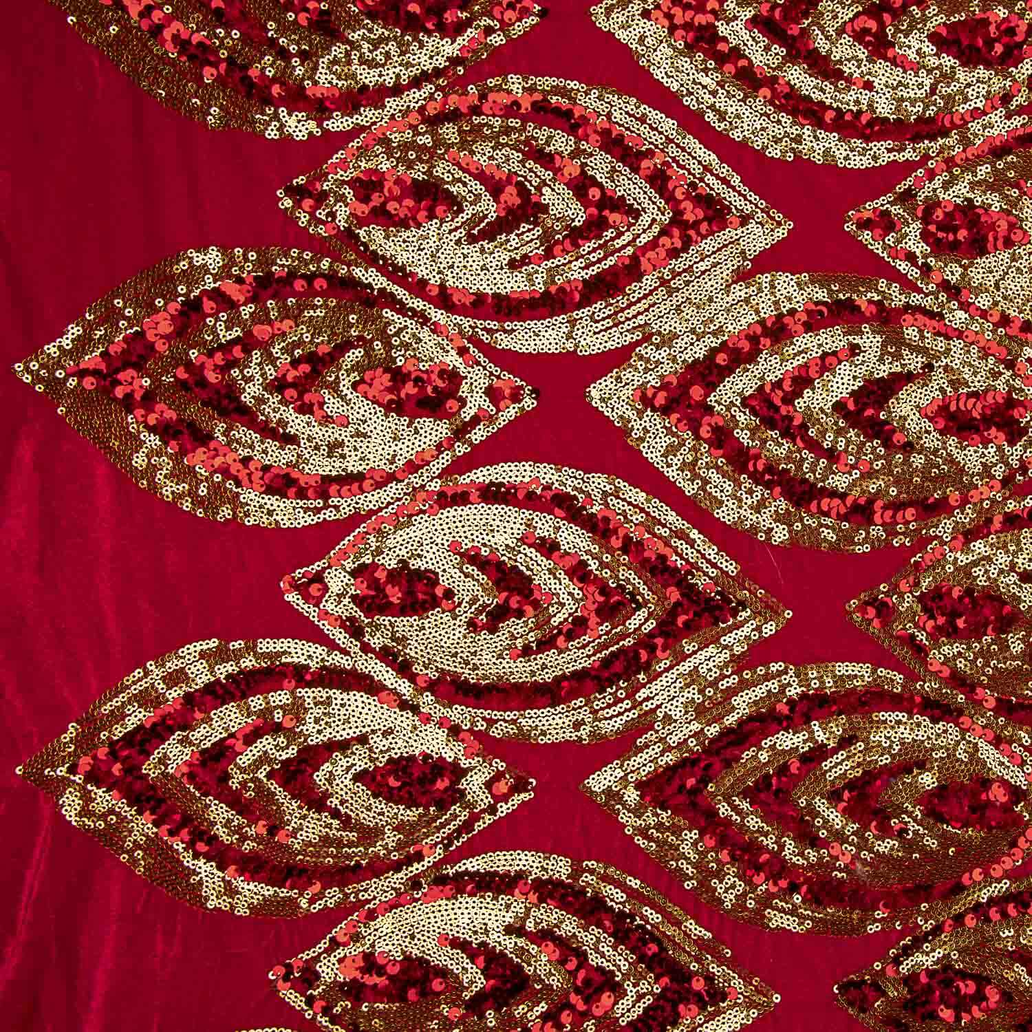 Velours rouge à paillettes dorées - Ribes y Casals