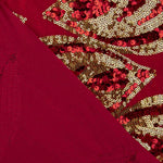 Velours rouge à paillettes dorées - Ribes y Casals