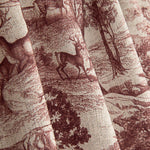 Toile de coton effet tissu de lin « Forêt de cerfs » grenat - Ribes y Casals