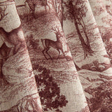 Toile de coton effet tissu de lin « Forêt de cerfs » grenat - Ribes y Casals