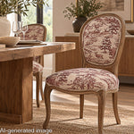 Toile de coton effet tissu de lin « Forêt de cerfs » grenat - Ribes y Casals
