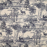 Toile de coton effet tissu de lin « Forêt de cerfs » bleu marine - Ribes y Casals