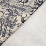 Toile de coton effet tissu de lin « Forêt de cerfs » bleu marine - Ribes y Casals