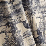 Toile de coton effet tissu de lin « Forêt de cerfs » bleu marine - Ribes y Casals