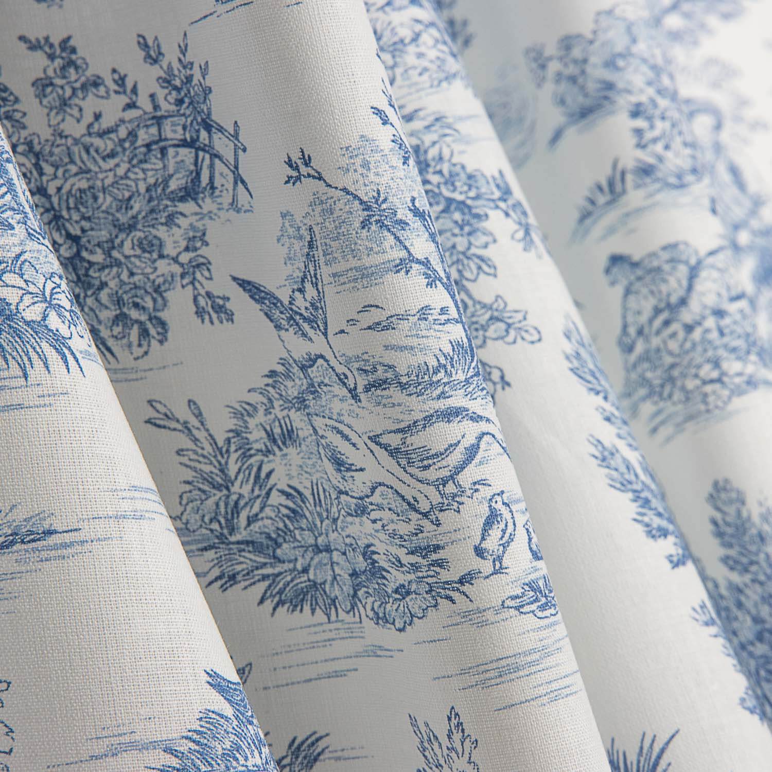Drap en coton Toile de Jouy bleu - Ribes y Casals