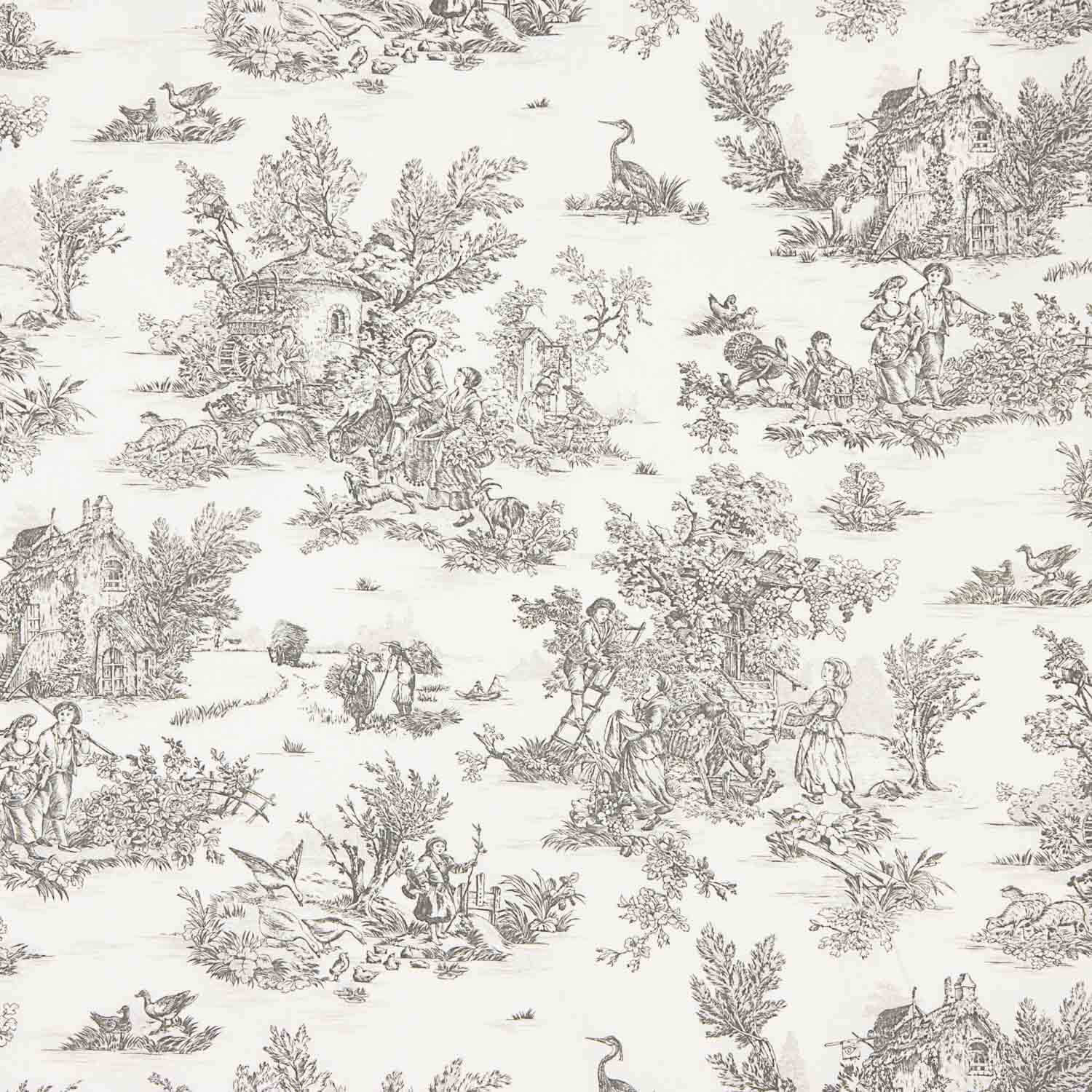 Drap en coton Toile de Jouy gris - Ribes y Casals
