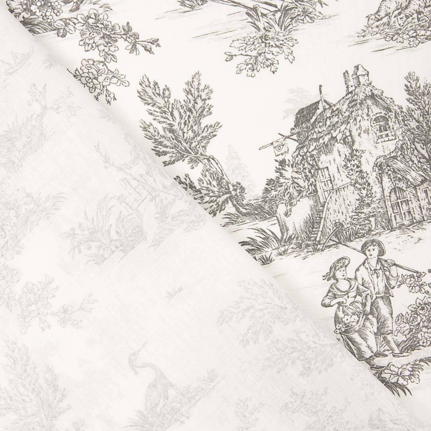 Drap en coton Toile de Jouy gris - Ribes y Casals