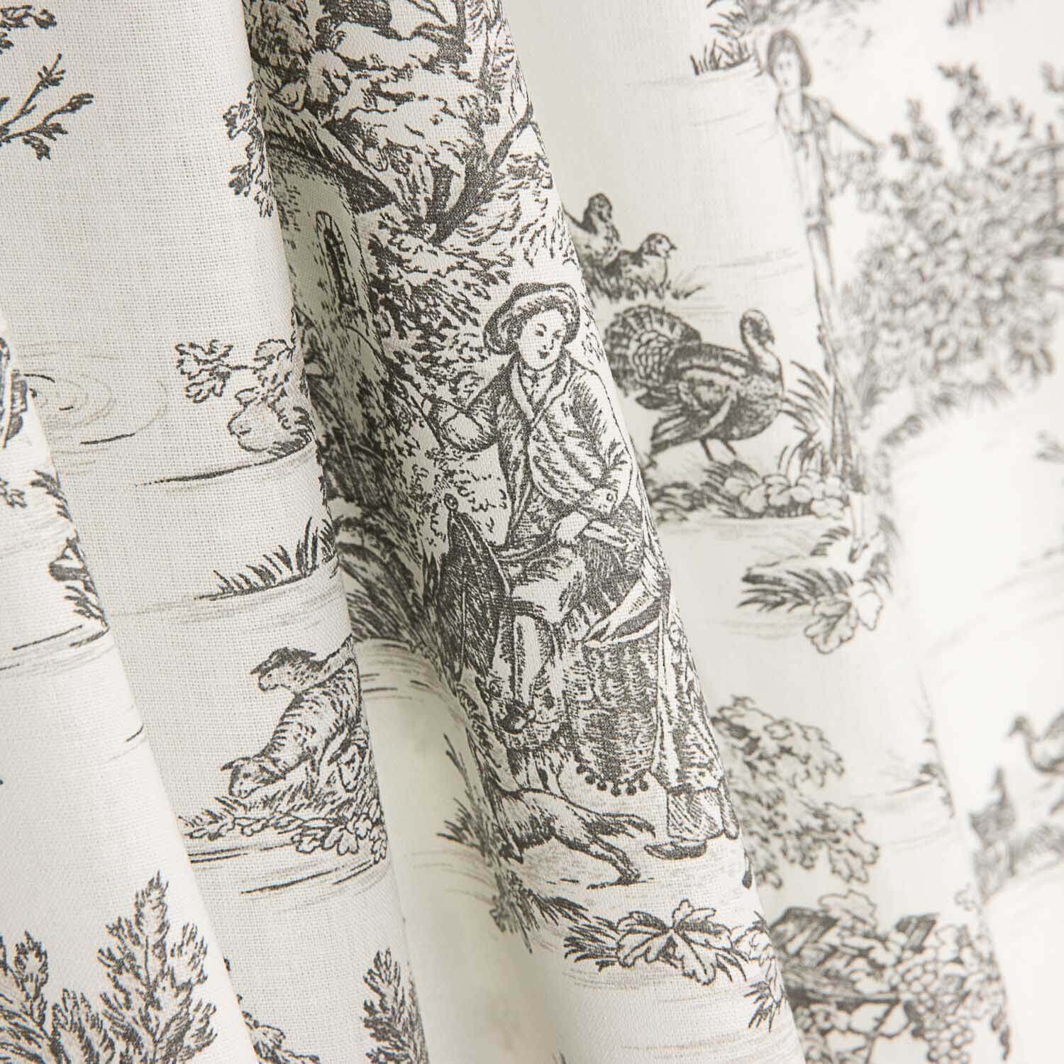 Drap en coton Toile de Jouy gris - Ribes y Casals