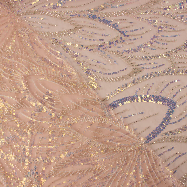 Tulle à sequins corail - Ribes y Casals