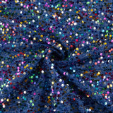 Tulle fantaisie bleu à sequins multicolores - Ribes y Casals