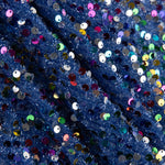 Tulle fantaisie bleu à sequins multicolores - Ribes y Casals