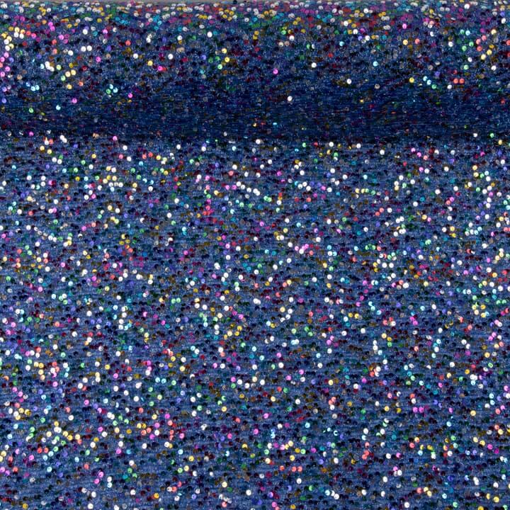 Tulle fantaisie bleu à sequins multicolores - Ribes y Casals